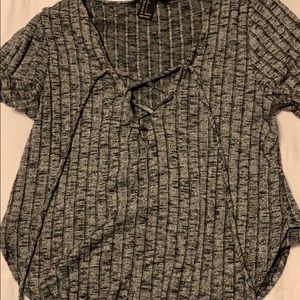 Gray F21 lace up Top